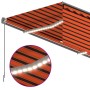 Auvent manuel rétractable avec store LED 4x3 m Orange et marron