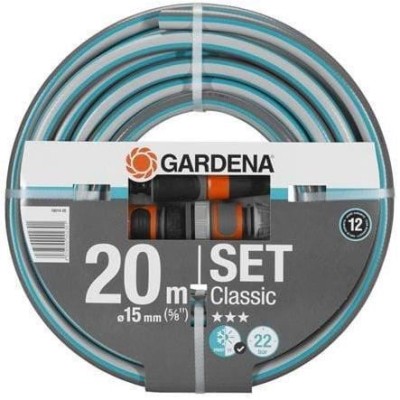 GARDENA Kit Tuyau d'arrosage Classic – Longueur 20m – Ø15mm – Haute résistance pression 22 bar maximum – Garantie 12 a